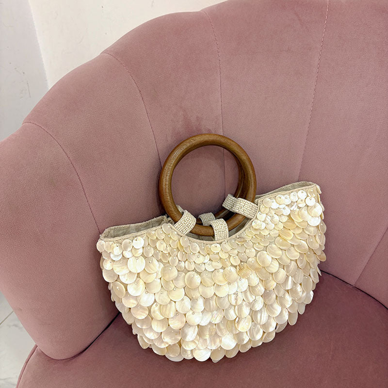 Classy Durable Fairy Handmade Shell Wooden Handbags