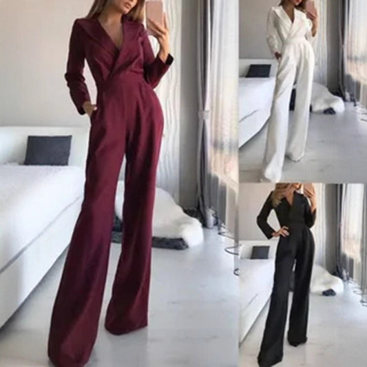 Chinese Long Style Slant Temperament Commute Jumpsuits