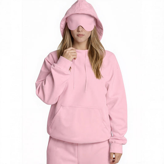 Women's Pocket Hoodie With Eye Mask Travel Sweaters