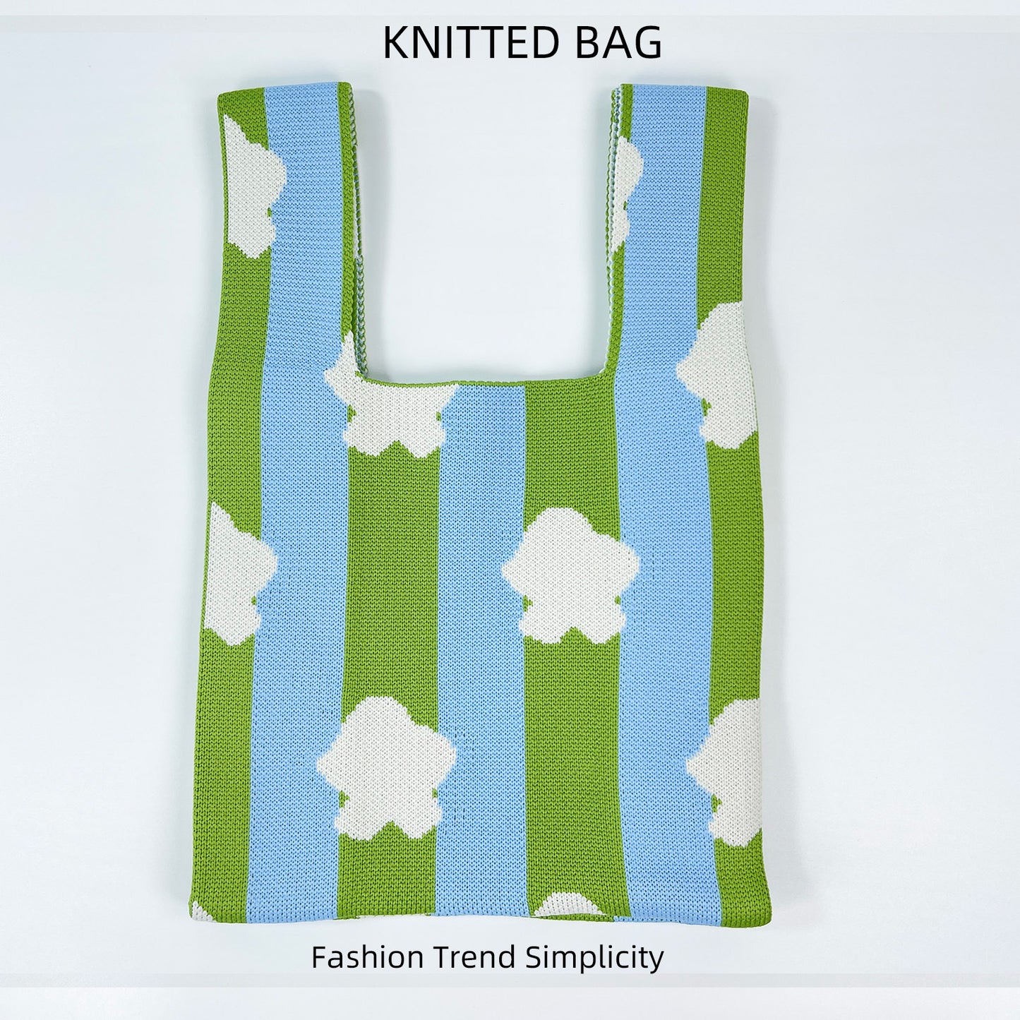 Women's Flower Knitted Large Capacity Totes Wrist Handbags