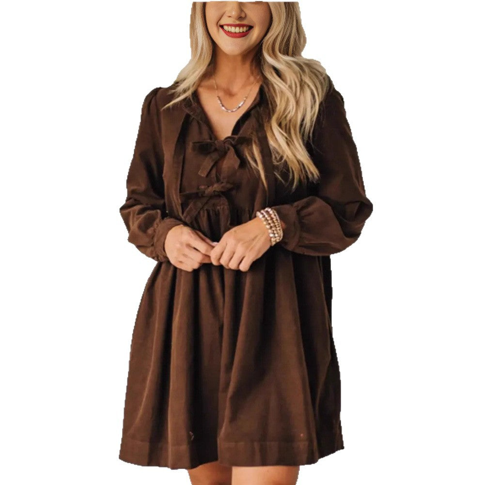 Women's Color Chest Puff Sleeve Fashion Elegant Dresses