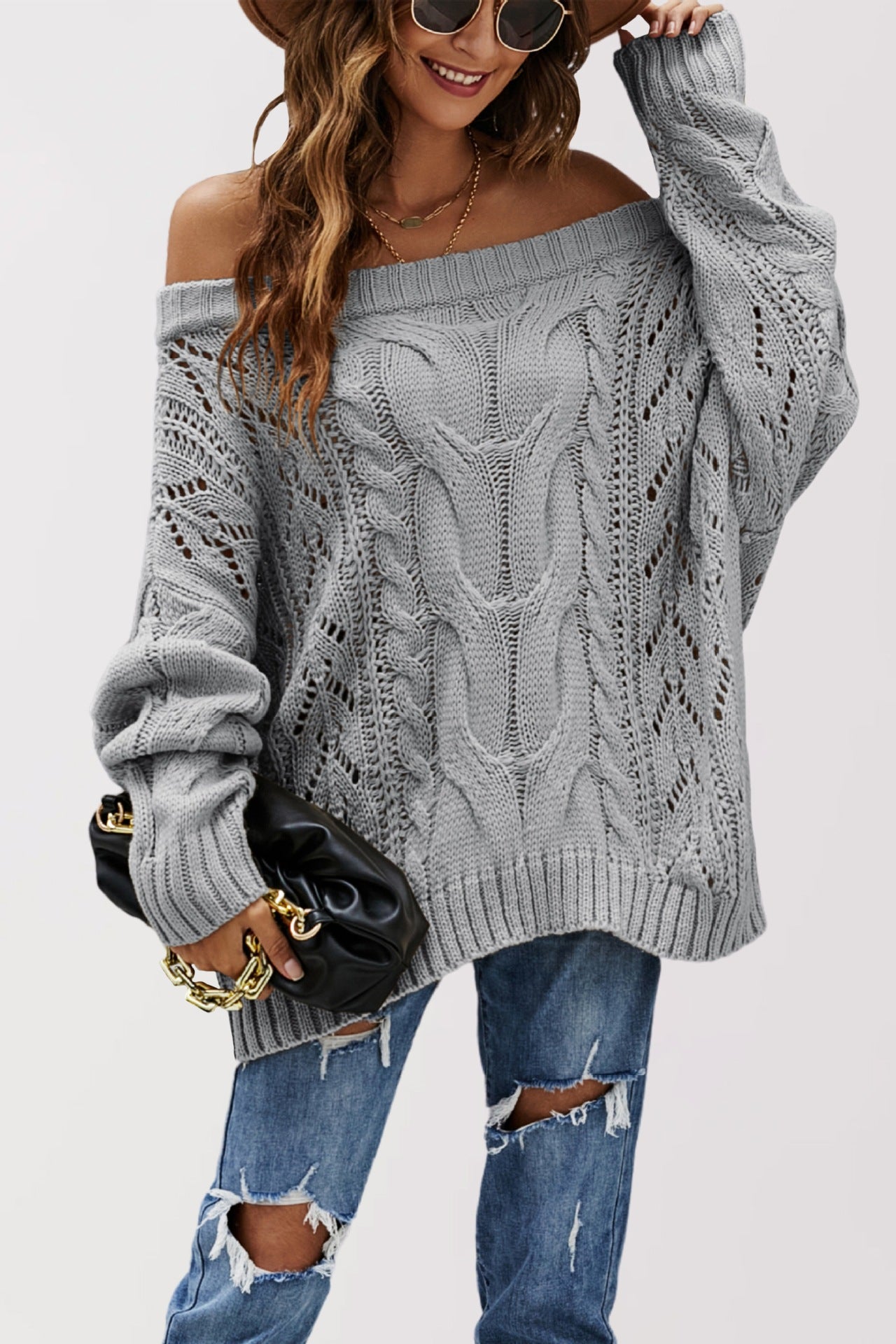 Women's Large Loose Solid Color Pullover Sweaters