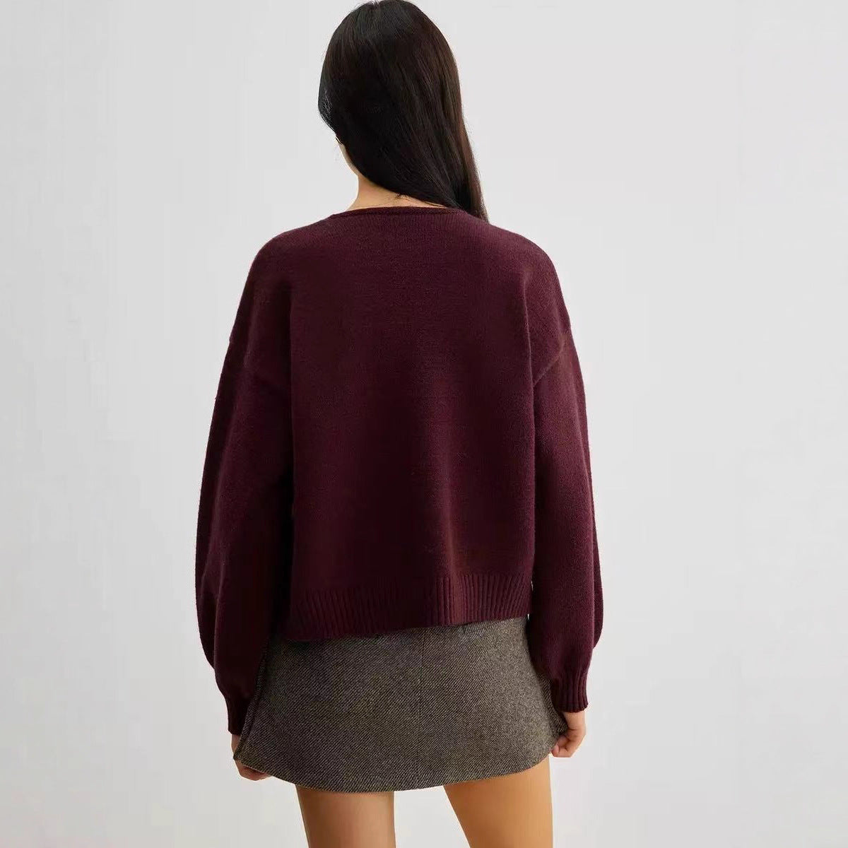 Women's Bow Decoration Pullover Loose-fitting Long Sleeves Sweaters