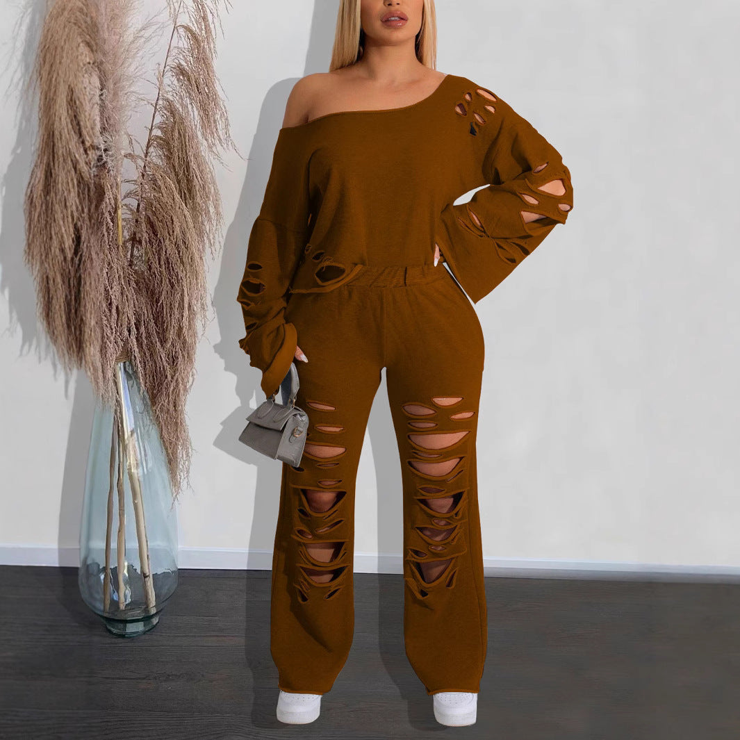 Tide Ripped Sports Two-piece Set Loose Suits