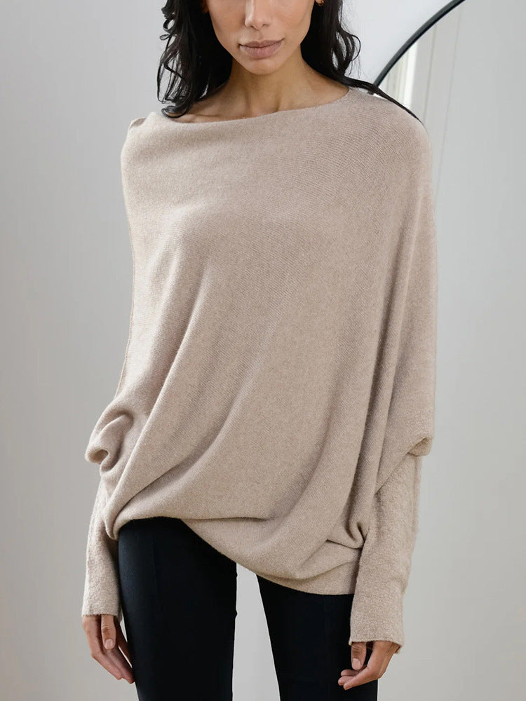 Solid Color Round Neck Long Sleeve Comfortable Sweaters