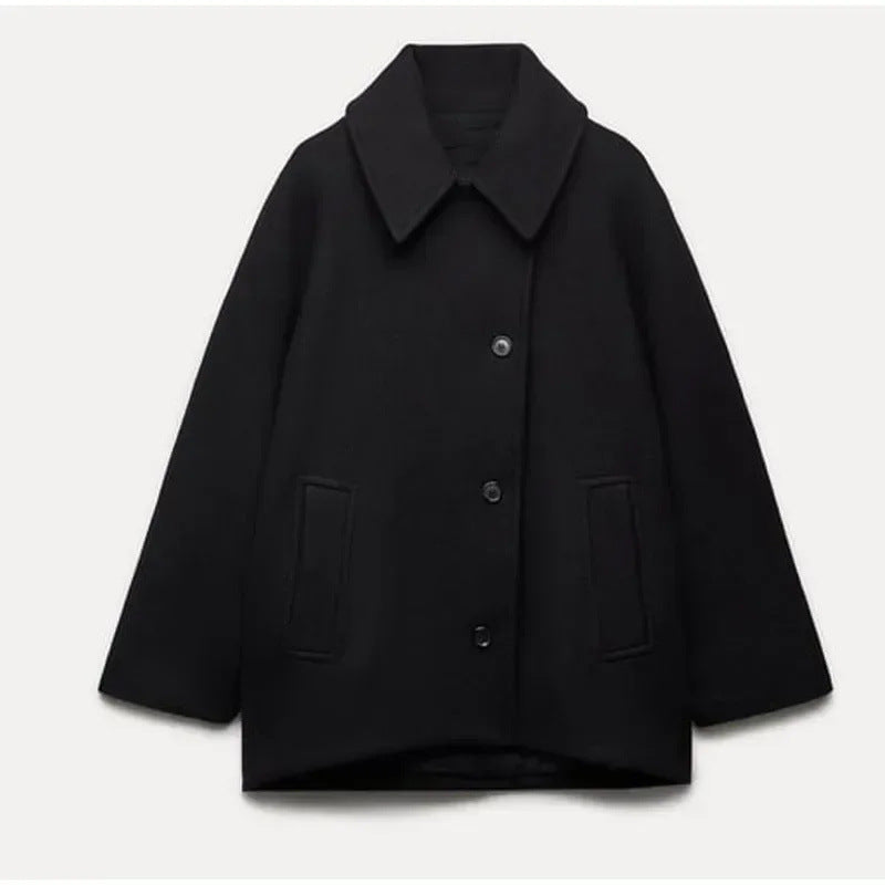 Women's Creative Single-breasted Lapel Loose Wool Jackets