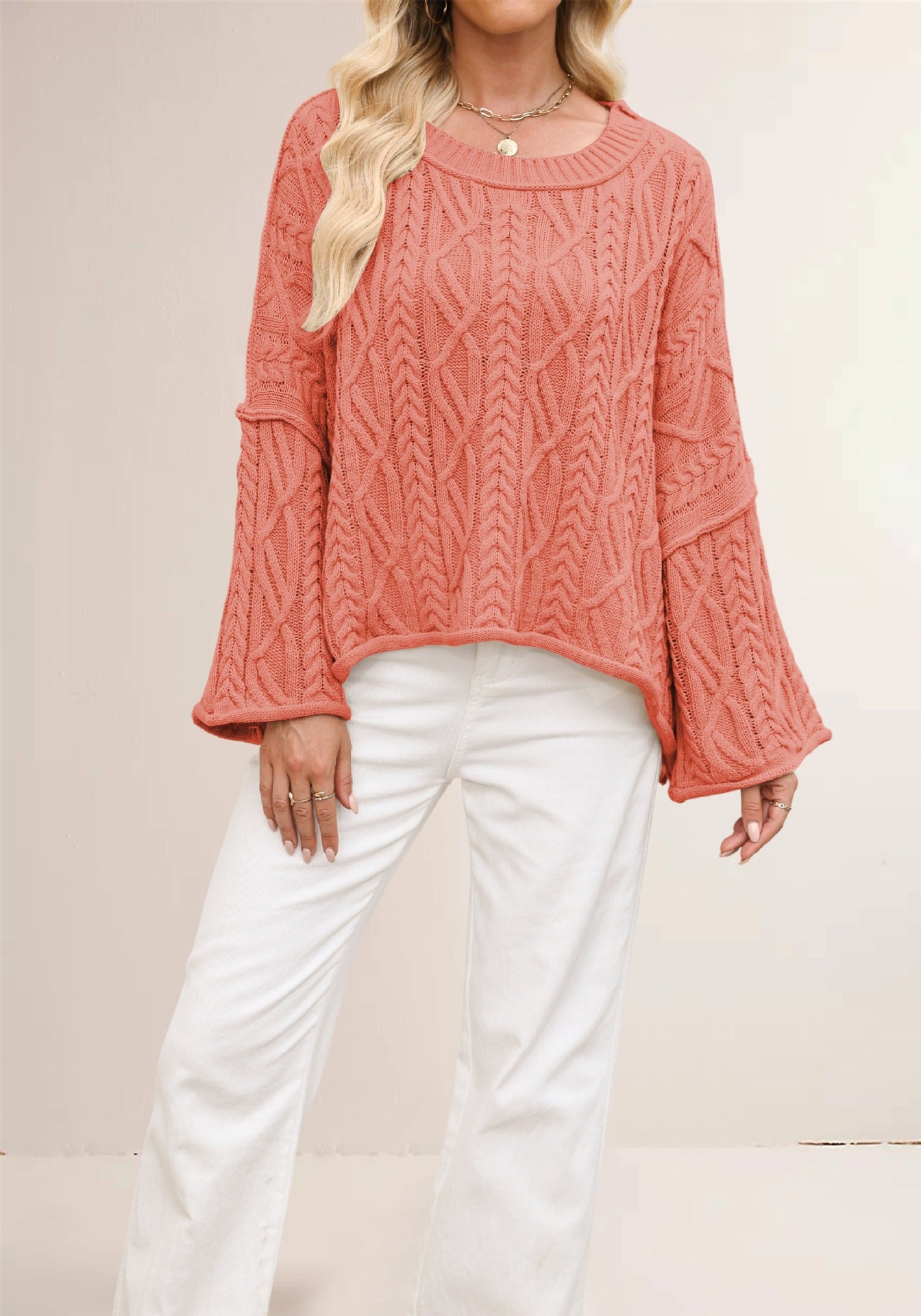 Women's Classy Cable Loose-fitting Solid Color Sweaters