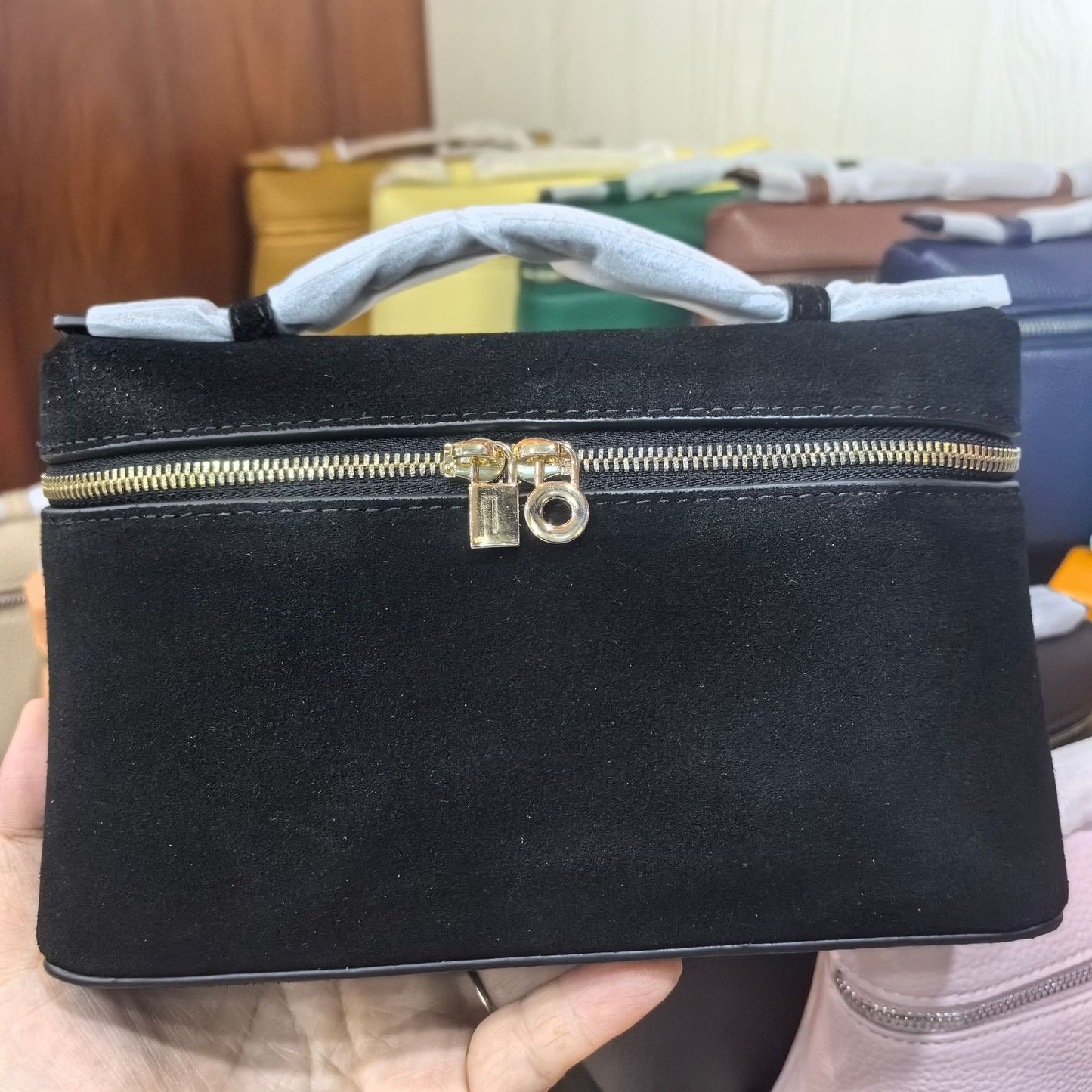 Creative Layer Cowhide Lunch Box Suede Bags