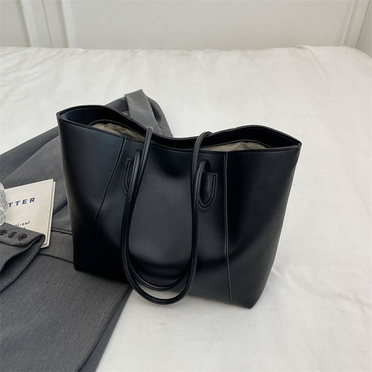 Women's Large Capacity Portable Underarm Fashion Simple Solid Color Big Shoulder Bags