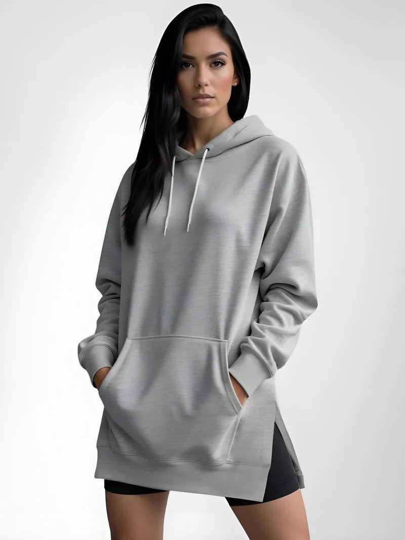 Women's Spring Solid Color Casual Hooded Rope Women's Sweater, Sweater