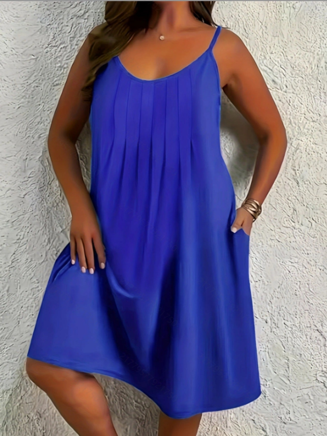Women's Mid-length Umbrella Solid Color Crew Neck Dress