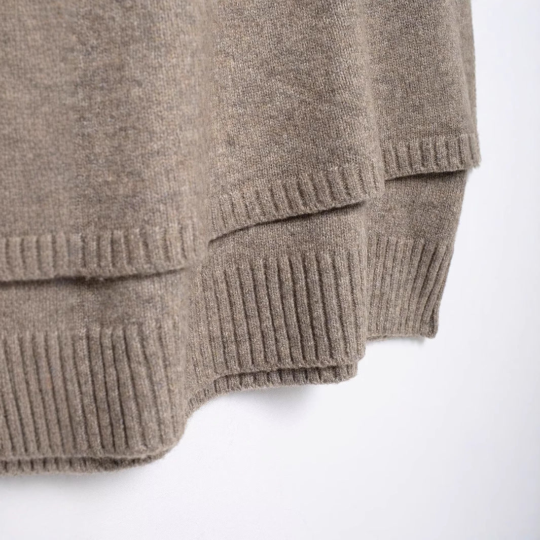 Women's Autumn Fashionable Cape Design Round Neck Coats
