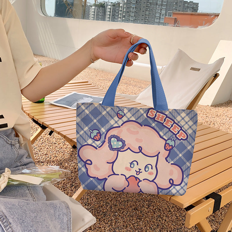 Women's Cute Cartoon Canvas Tutorial Lunch Size Handbags