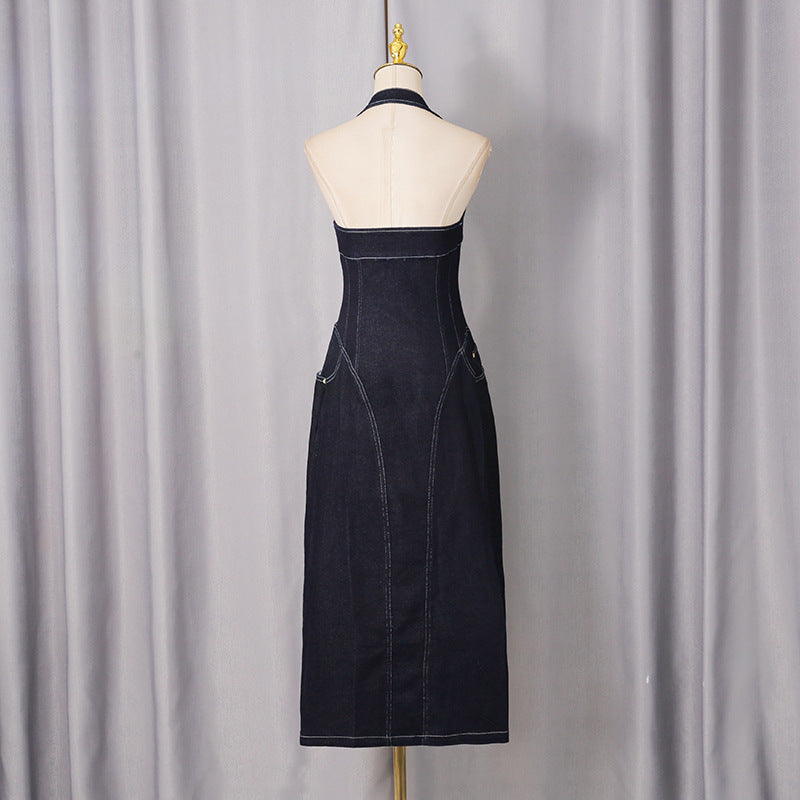 Women's Temperament Long Dress Autumn Zipper Design Fashionable Elegant Sexy Dresses