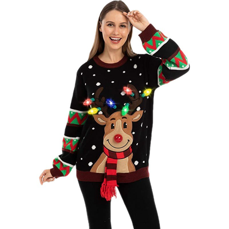 Christmas Elk Atmosphere With Lights Decoration Knitwear
