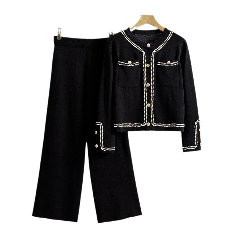 Women's Elegant Knitted Western Style Slimming Classic Suits