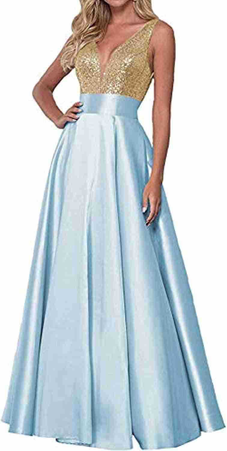Women's Sequined Rose Gold Dress Ball Gown Wedding Dresses