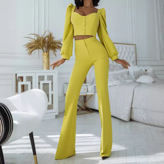 Women's Spring Casual Court Style Bishop Sleeves Suits