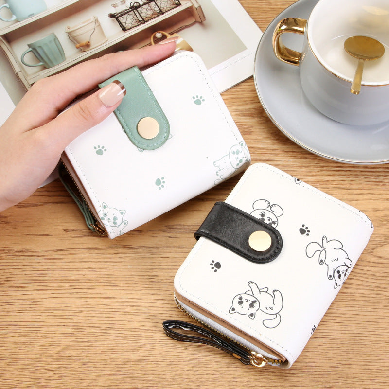Women's Style Cute Kitten Short Zipper Ladies Wallets