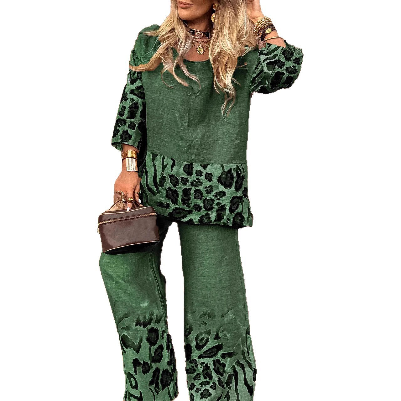 Women's Floral Print Mid-length Sleeves High Waist Suits