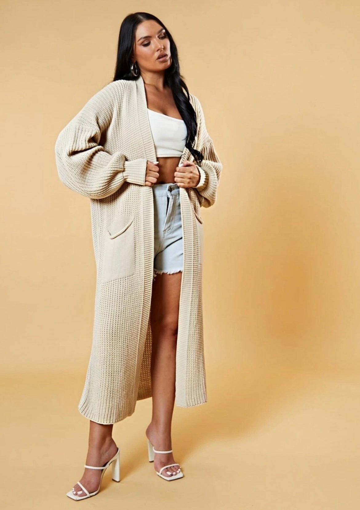 Women's Loose Solid Color Long Pocket Oversized Knitwear