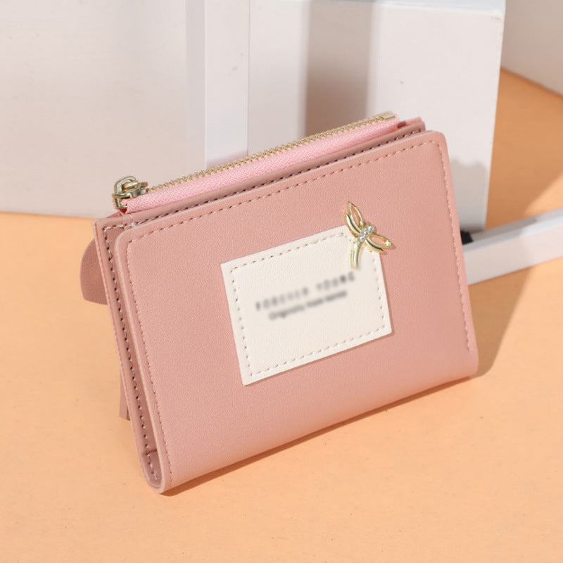 Women's Beautiful Short Leather Metal Zipper Ladies Wallets