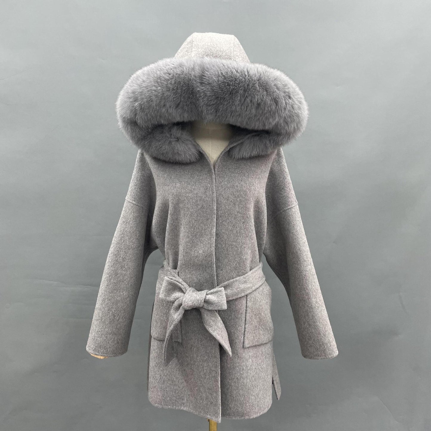Women's Fox Fur Collar Detachable Fluffy Reversible Coats