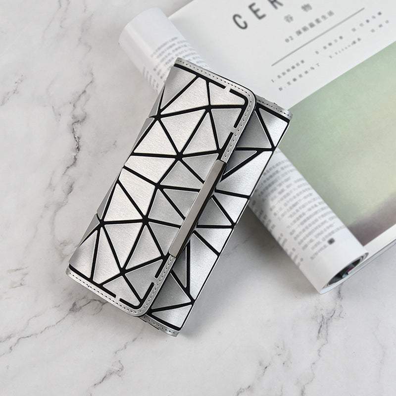 Women's Geometric Luminous Long Rhombus Large Colorful Ladies Wallets