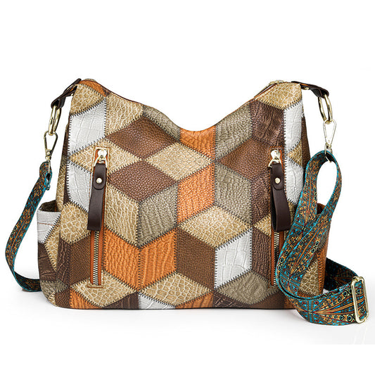 Women's Retro Mom Contrast Color Large Capacity Bags