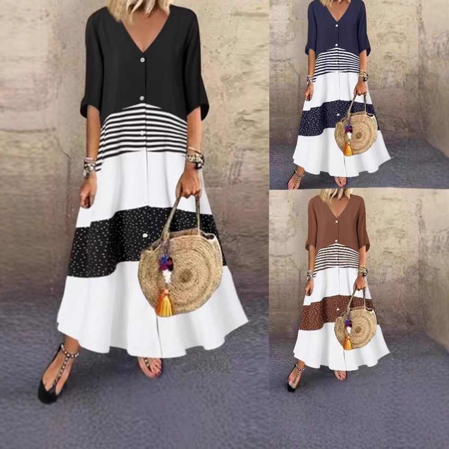 Attractive Summer Sleeve Long Pullover Color-matching Shorts