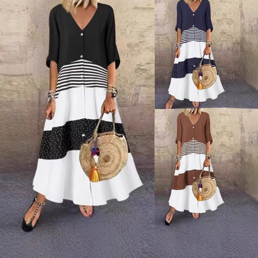 Attractive Summer Sleeve Long Pullover Color-matching Shorts