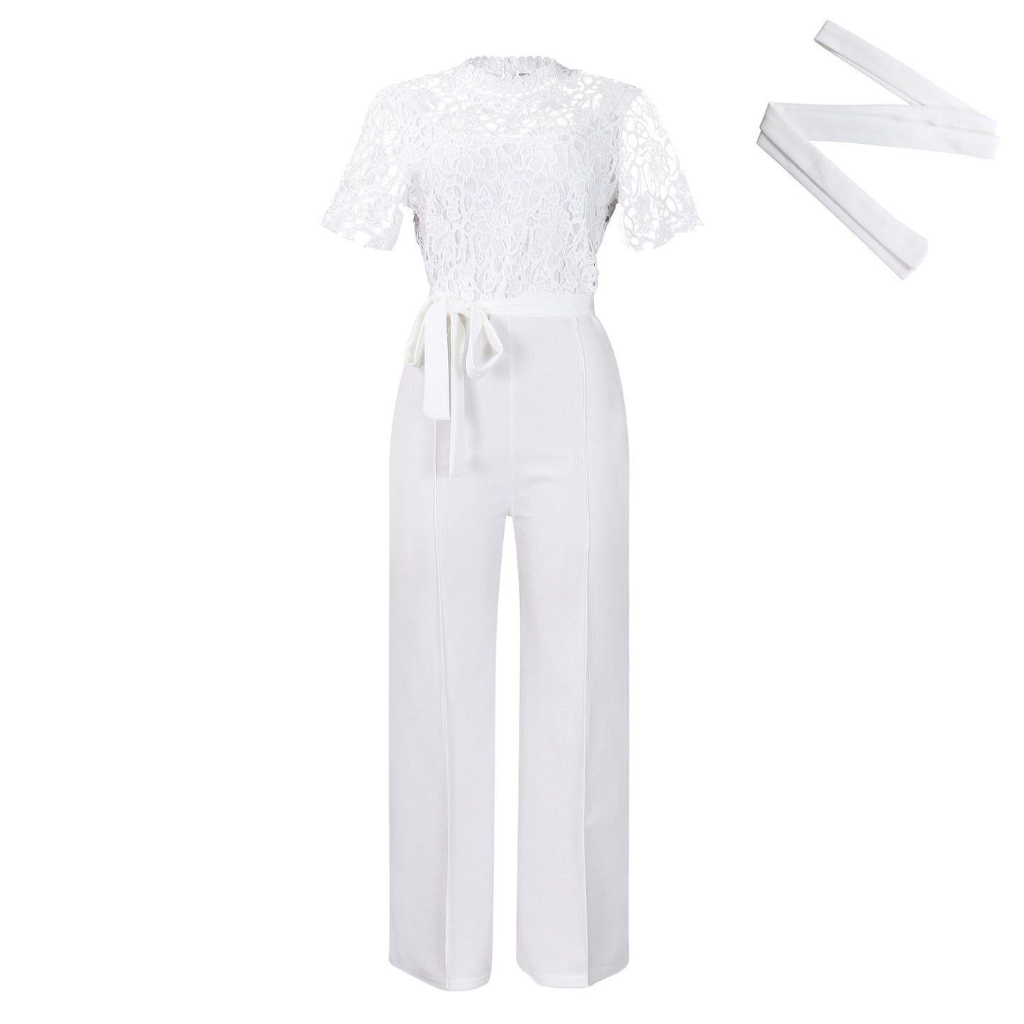 Women's Lace Cutout Sleeve High Waist With Pants