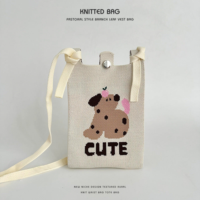Women's Charming Mobile Detachable Strap Knitted Phone Bags