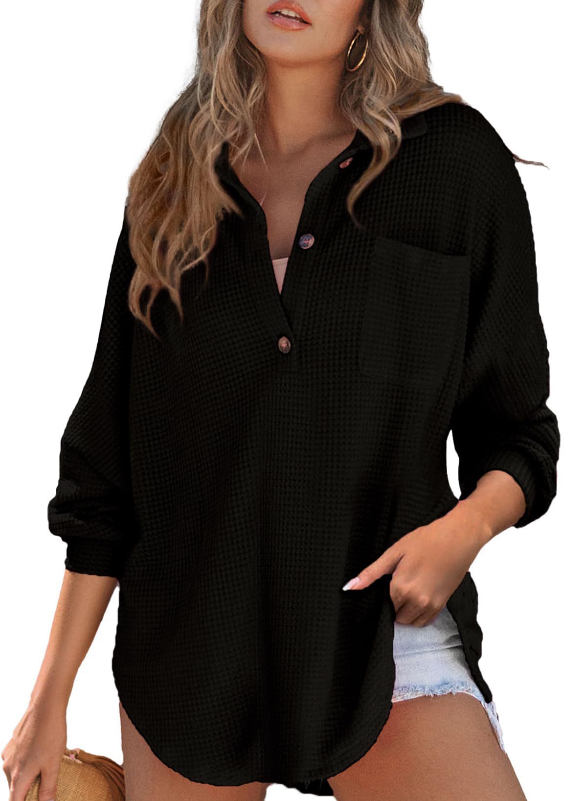 Glamorous Casual Women's Waffle Knitted Loose Women's Sweater, Sweater