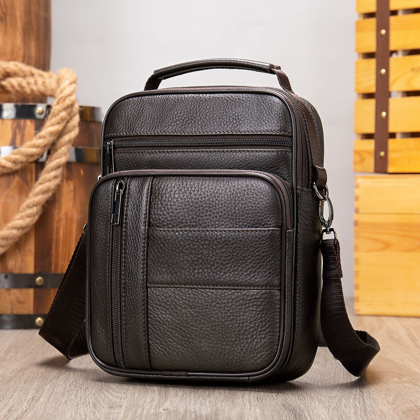 Men's Genuine Leather Vertical High-grade Cowhide Fashion Men's Shoulder Bags