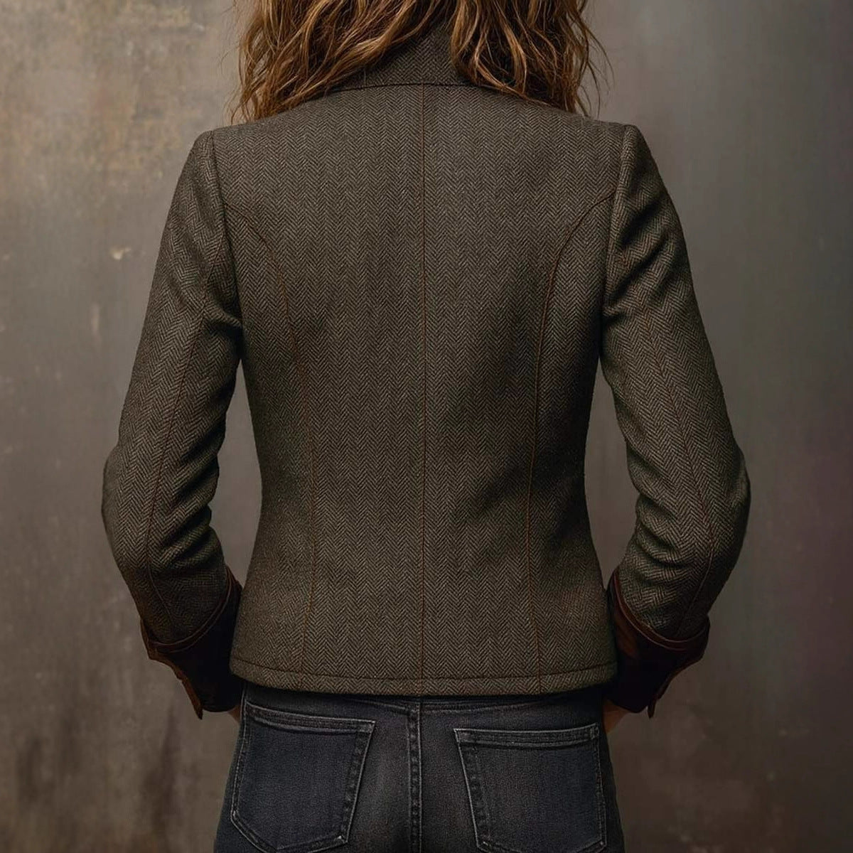 Vintage Herringbone Tweed With Veet Trim Jackets