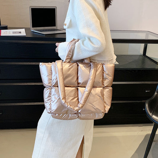 Women's Fashion Large Capacity Totes High-grade Shiny Simple Shoulder Bags