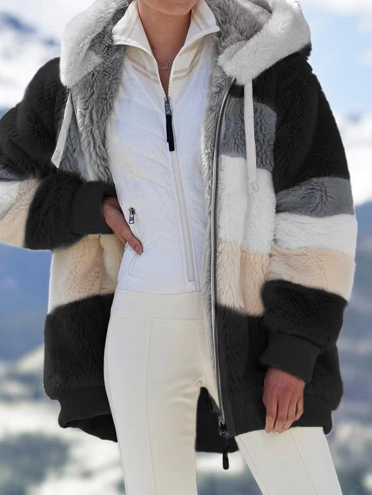 Women's Loose-fitting Long Sleeve Plush Hooded Sweaters