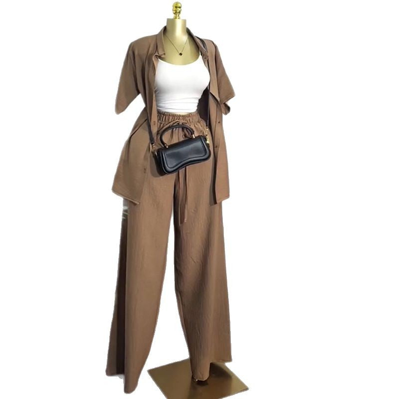 Women's Polo Collar Loose Sleeve Shirt Wide Suits