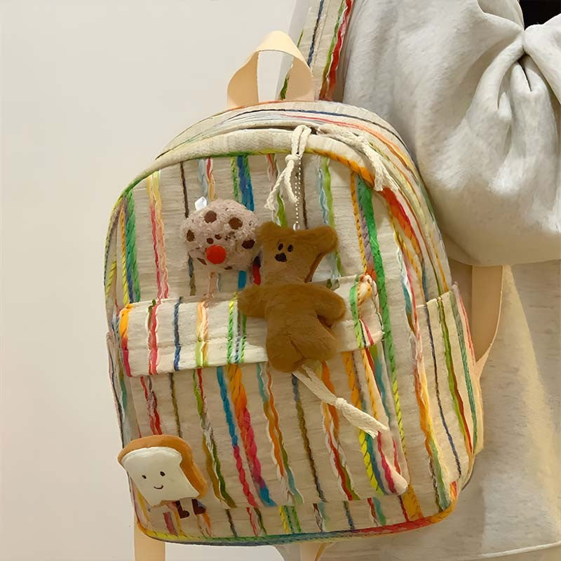 College Female Rainbow Striped Minority Wild Middle School Students' Schoolbags