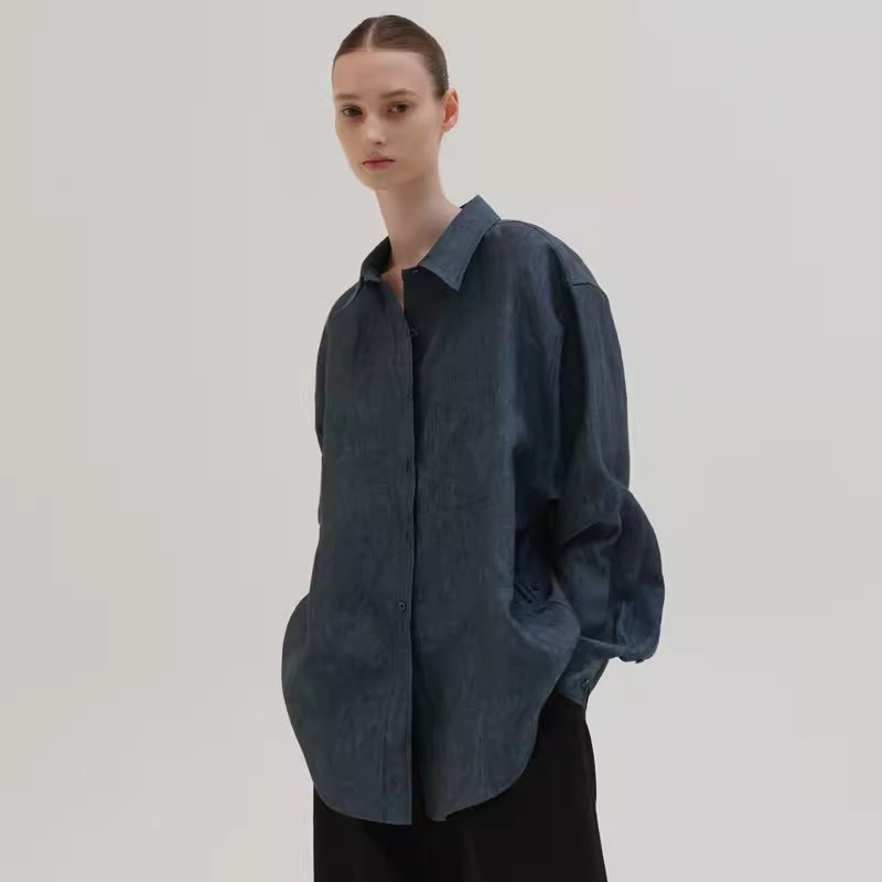 Women's High Round Breathable Texture Niche Basic Blouses