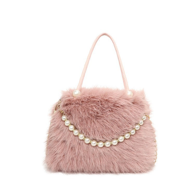 Women's Furry Fashion Pearl Plush Texture Crossbody Bags