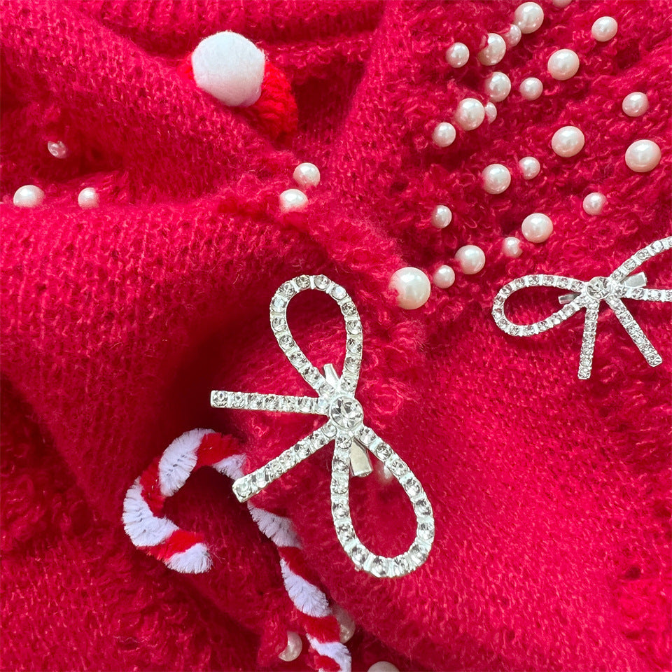 Handmade Pearl Christmas Theme Three-dimensional Decoration Sweaters