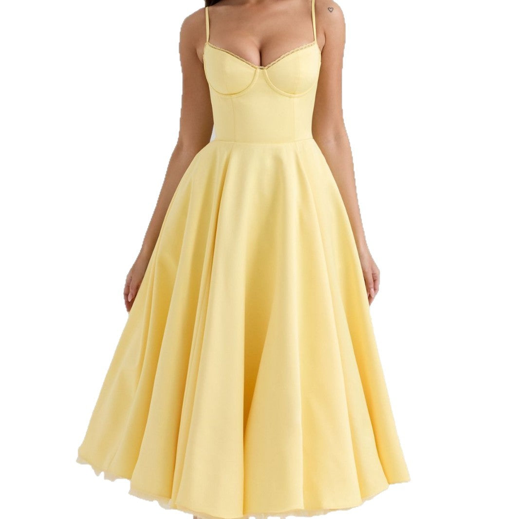 Fishbone Waist Trimming Spaghetti Straps Sexy Dresses
