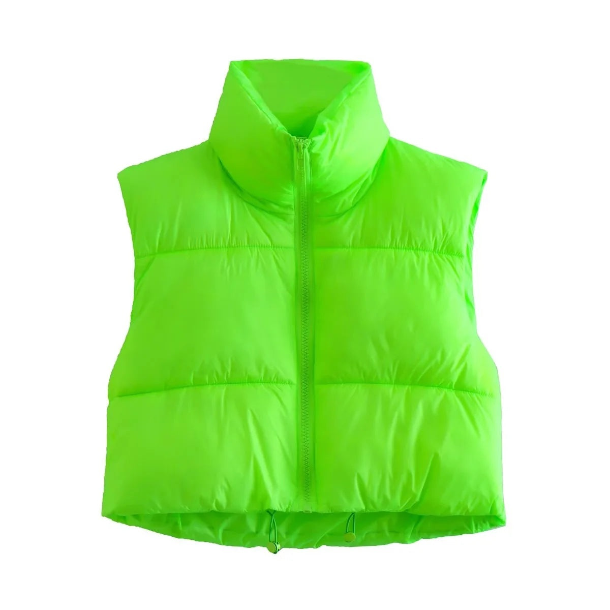 Sleeveless Zipped Stand Collar Cotton Winter Vests