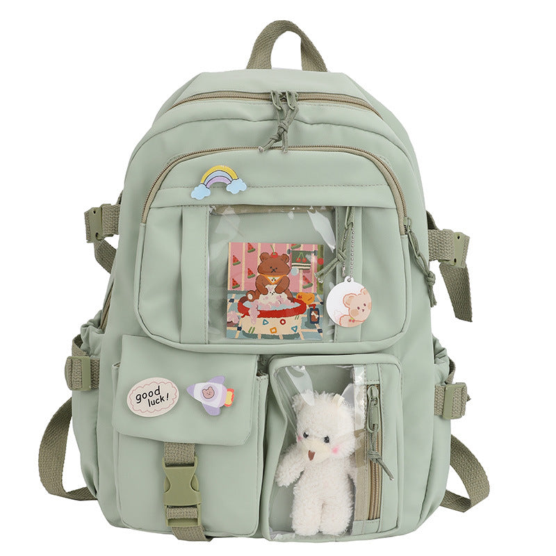Canvas Pure Colored Fresh Korean Style Middle School Students' Schoolbags