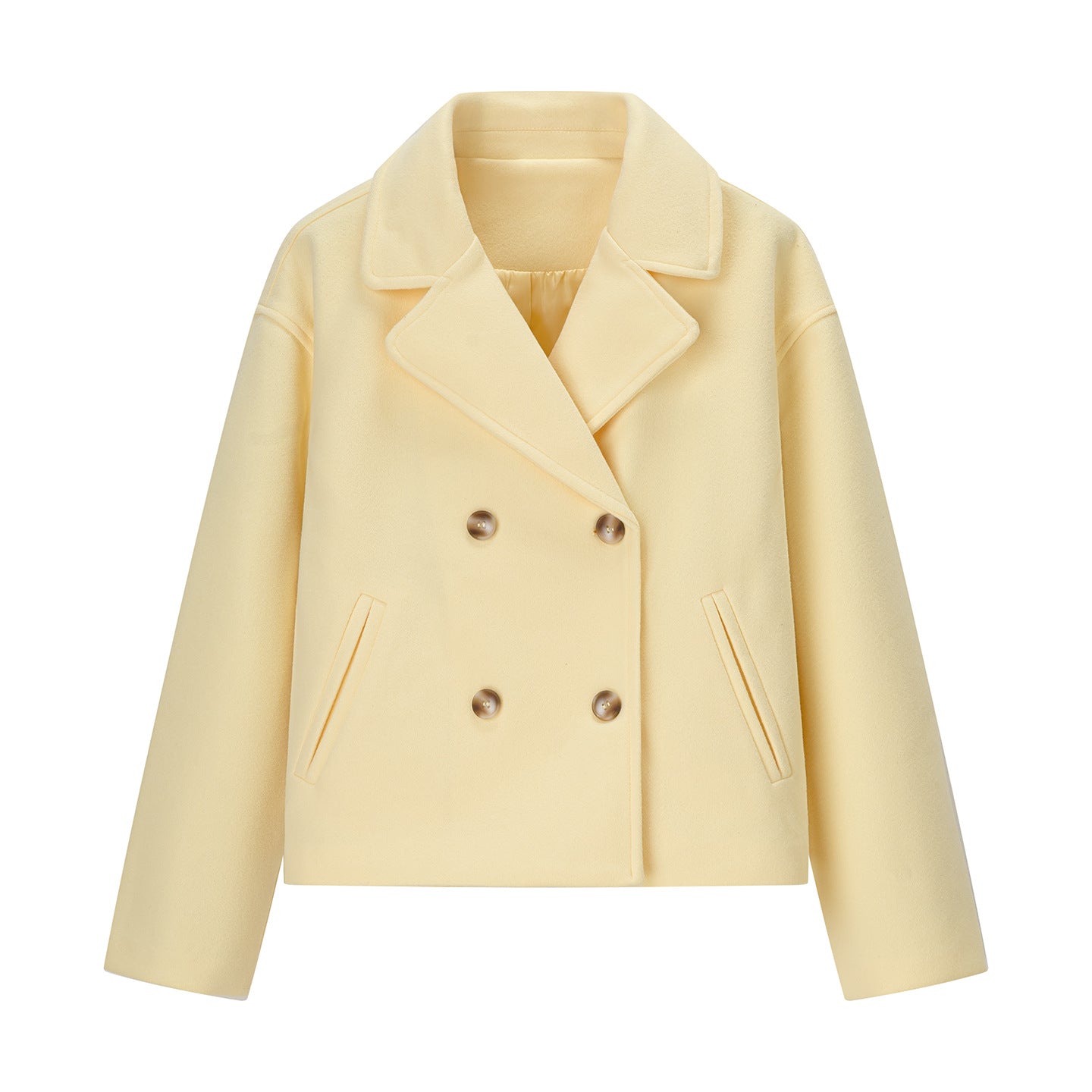 Women's Fashion Casual Simple Double Breasted Woolen Coats