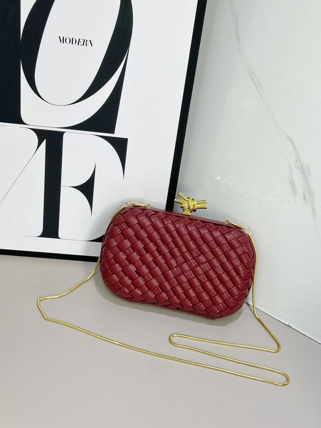 Dinner Woven Box Clutch Layer Leather Original Order Bags