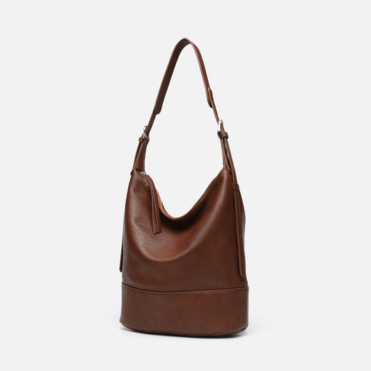 Classy Women's Vegetable Tanned Sheepskin Binaural Bucket Bags