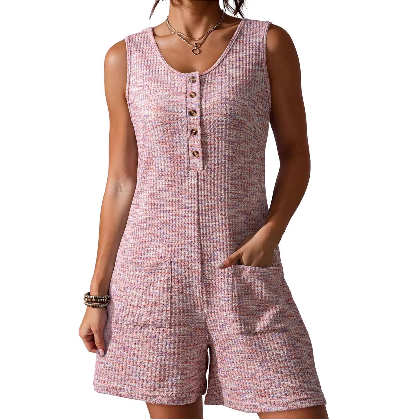 Women's Summer Loose Waffle Wide Leg Jumpsuits